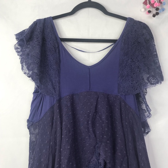 FP Heatherton sheer lace mesh fairy sleeve blouse - Picture 8 of 11